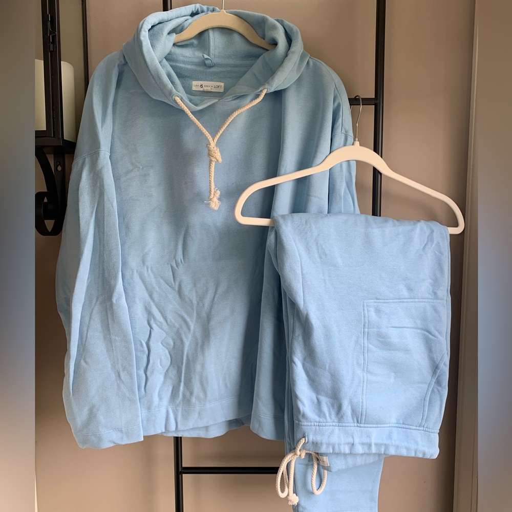 Lou & Grey Fleece back Sweatshirt and Sweatpants Loungewear SET